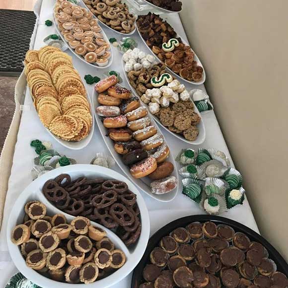 Wedding dessert table with many cookies